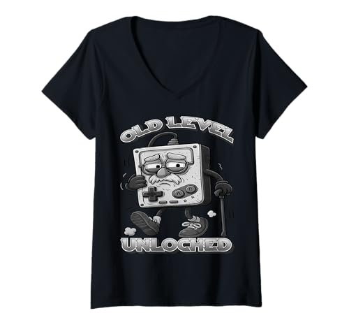 Damen Old Level Unlocked - Lustige Retro Gamer Cartoon Konsole T-Shirt mit V-Ausschnitt Damen Old Level Unlocked - Lustige Retro Gamer Cartoon Konsole T-Shirt mit V-Ausschnitt von Vintage Gaming Humor Club – Funny Gamer Apparel