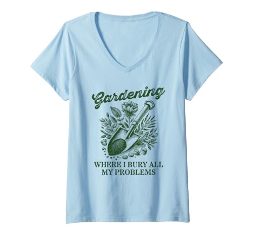 Damen Gärtnern, wo ich All Meine Probleme vergrabe T-Shirt mit V-Ausschnitt Damen Gärtnern, wo ich All Meine Probleme vergrabe T-Shirt mit V-Ausschnitt von Vintage Gardening Sarcastic Humor