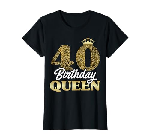 Vintage Geburtstag Frauen Mädchen Geschenkideen 40. Geburtstag 1985 süßes Birthday Queen Krone T-Shirt Schwarz M Klassisches Kurzarm T-Shirt mit Buchstabenmuster Damen Mädchen von Vintage Geburtstag Frauen Mädchen Geschenkideen