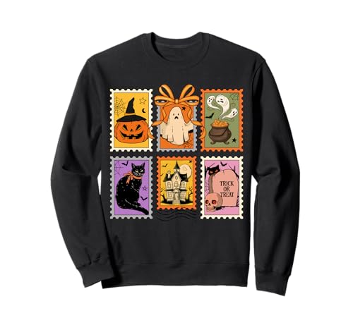 Retro Gruselige Mama Halloween Vibes für Herbst Mädchen Sweatshirt von Vintage Girly Ghost Black Cute Cat Fall Aesthetic
