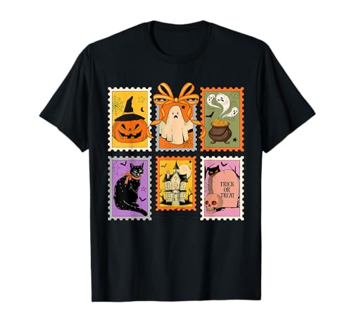 Retro Gruselige Mama Halloween Vibes für Herbst Mädchen T-Shirt von Vintage Girly Ghost Black Cute Cat Fall Aesthetic