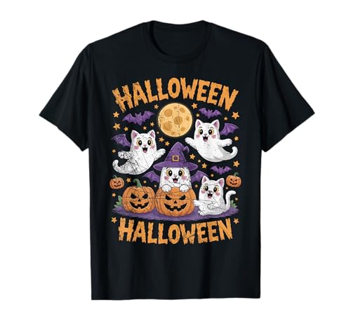 Halloween Schwarze Katzen Geister Kostüm Damen Mädchen Kinder Kleinkind T-Shirt Halloween Schwarze Katzen Geister Kostüm Damen Mädchen Kinder Kleinkind T-Shirt von Vintage Halloween Cat Costume Ideas And Gift