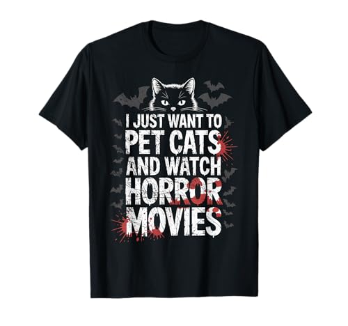 Lustiger Horrorfilm für Männer und Frauen, Katzenliebhaber, Halloween-Filme T-Shirt von Vintage Halloween Cat Costume Ideas And Gift