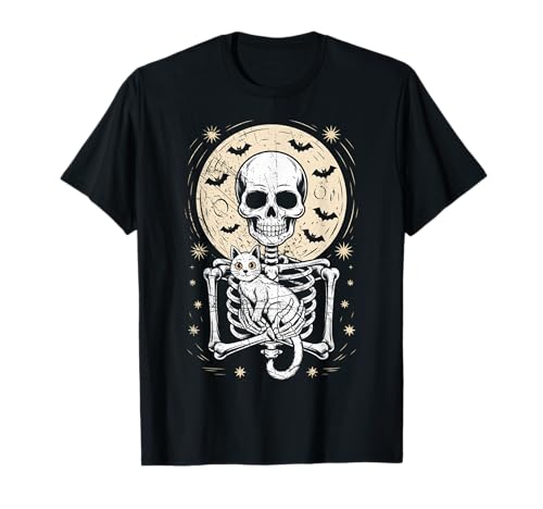 Skelett Katze Schädel Kitty Cute Goth Halloween Männer Frauen Kinder T-Shirt von Vintage Halloween Cat Costume Ideas And Gift
