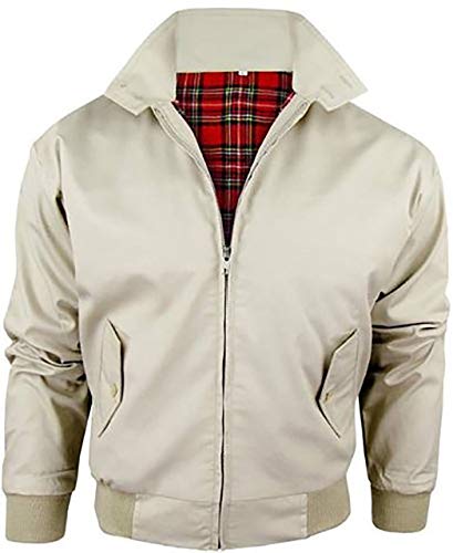 Wholesale Workwear Harrington - Erwachsene Harrington Jacke Mantel Bomber Klassisch 1970er Retro Mod Skin Scooter Schottenmuster Futter - Beige, S von Vintage Harrington By WHOLESALE WORKWEAR