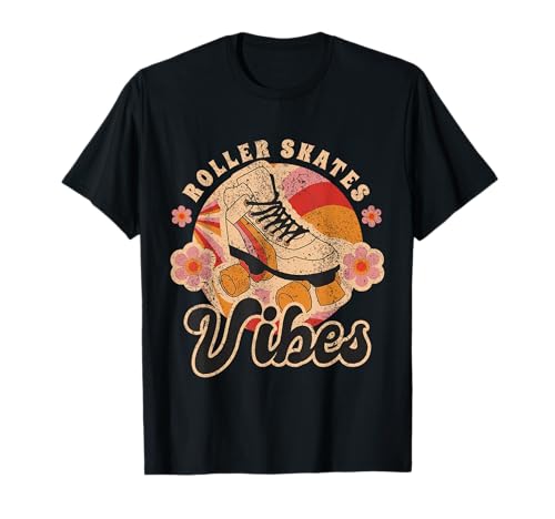 Rollschuhe Vibes Girl Lustige Retro 70er 80er Derby für Damen T-Shirt von Vintage Hippie Rollerskating Tees