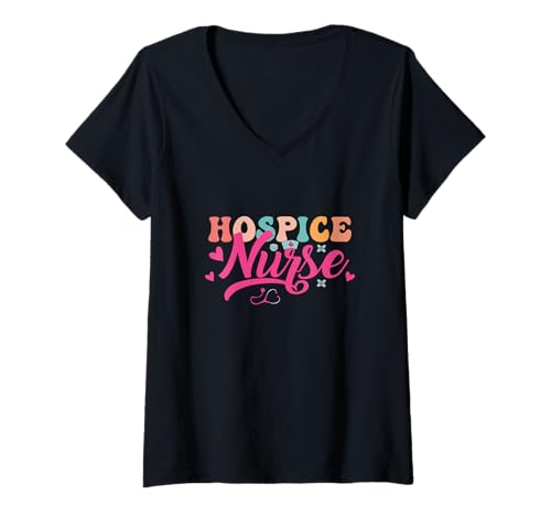 Damen Vintage Hospiz Krankenschwester Arzt Abschluss Medizinische Krankenpflege RN T-Shirt mit V-Ausschnitt von Vintage Hospice Nurse Appreciation Apparel