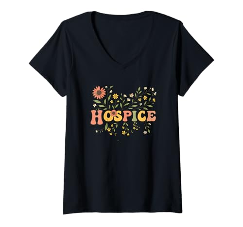 Damen Vintage Hospiz Krankenschwester Arzt Abschluss Medizinische Krankenpflege RN T-Shirt mit V-Ausschnitt von Vintage Hospice Nurse Appreciation Apparel