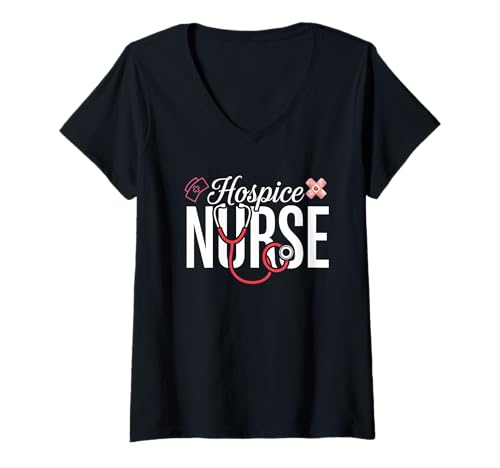 Damen Vintage Hospiz Krankenschwester Arzt Abschluss Medizinische Krankenpflege RN T-Shirt mit V-Ausschnitt von Vintage Hospice Nurse Appreciation Apparel