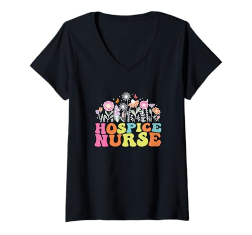 Damen Vintage Hospiz Krankenschwester Arzt Abschluss Medizinische Krankenpflege RN T-Shirt mit V-Ausschnitt von Vintage Hospice Nurse Appreciation Apparel