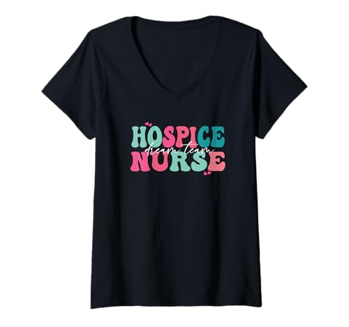 Damen Vintage Hospiz Krankenschwester Arzt Abschluss Medizinische Krankenpflege RN T-Shirt mit V-Ausschnitt von Vintage Hospice Nurse Appreciation Apparel