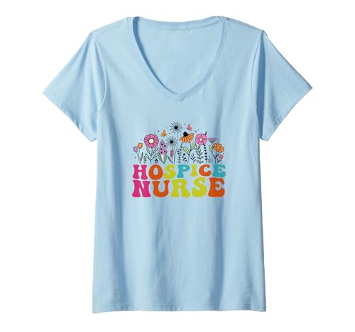 Damen Vintage Hospiz Krankenschwester Arzt Abschluss Medizinische Krankenpflege RN T-Shirt mit V-Ausschnitt von Vintage Hospice Nurse Appreciation Apparel