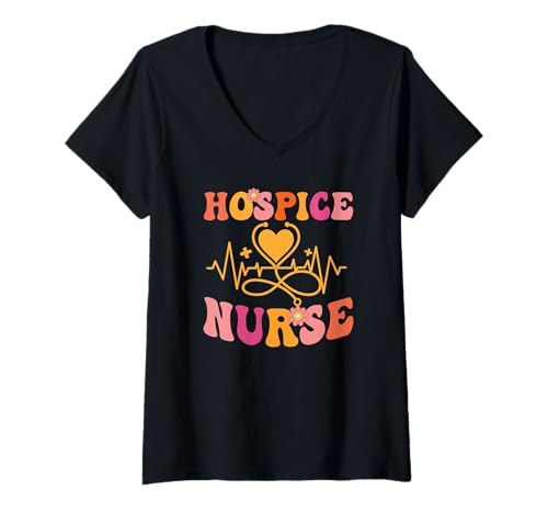 Damen Vintage Hospiz Krankenschwester Arzt Abschluss Medizinische Krankenpflege RN T-Shirt mit V-Ausschnitt von Vintage Hospice Nurse Appreciation Apparel