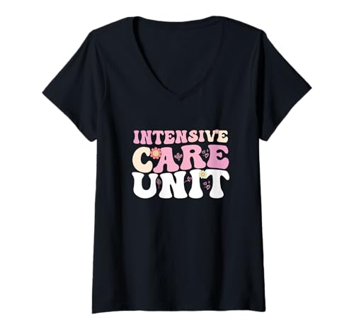 Damen Funny Intensivstation Intensivstation Krankenschwester Notkrankenschwester T-Shirt mit V-Ausschnitt Damen Funny Intensivstation Intensivstation Krankenschwester Notkrankenschwester T-Shirt mit V-Ausschnitt von Vintage ICU Nurse Appreciation Day Apparel