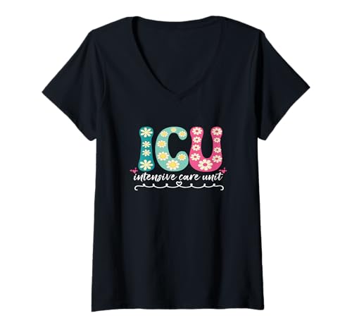 Damen Funny Intensivstation Intensivstation Krankenschwester Notkrankenschwester T-Shirt mit V-Ausschnitt Damen Funny Intensivstation Intensivstation Krankenschwester Notkrankenschwester T-Shirt mit V-Ausschnitt von Vintage ICU Nurse Appreciation Day Apparel