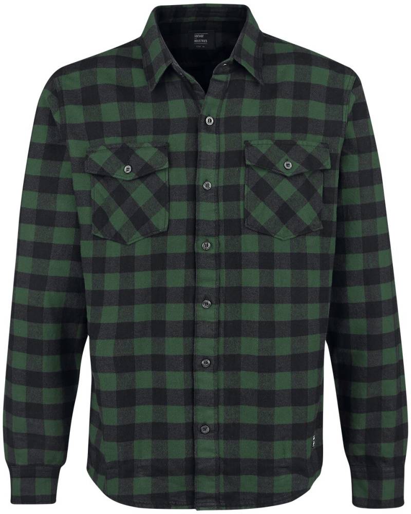 Vintage Industries Flanellhemd - Harley Shirt - M bis 3XL - für Männer - Größe M - grün/schwarz von Vintage Industries