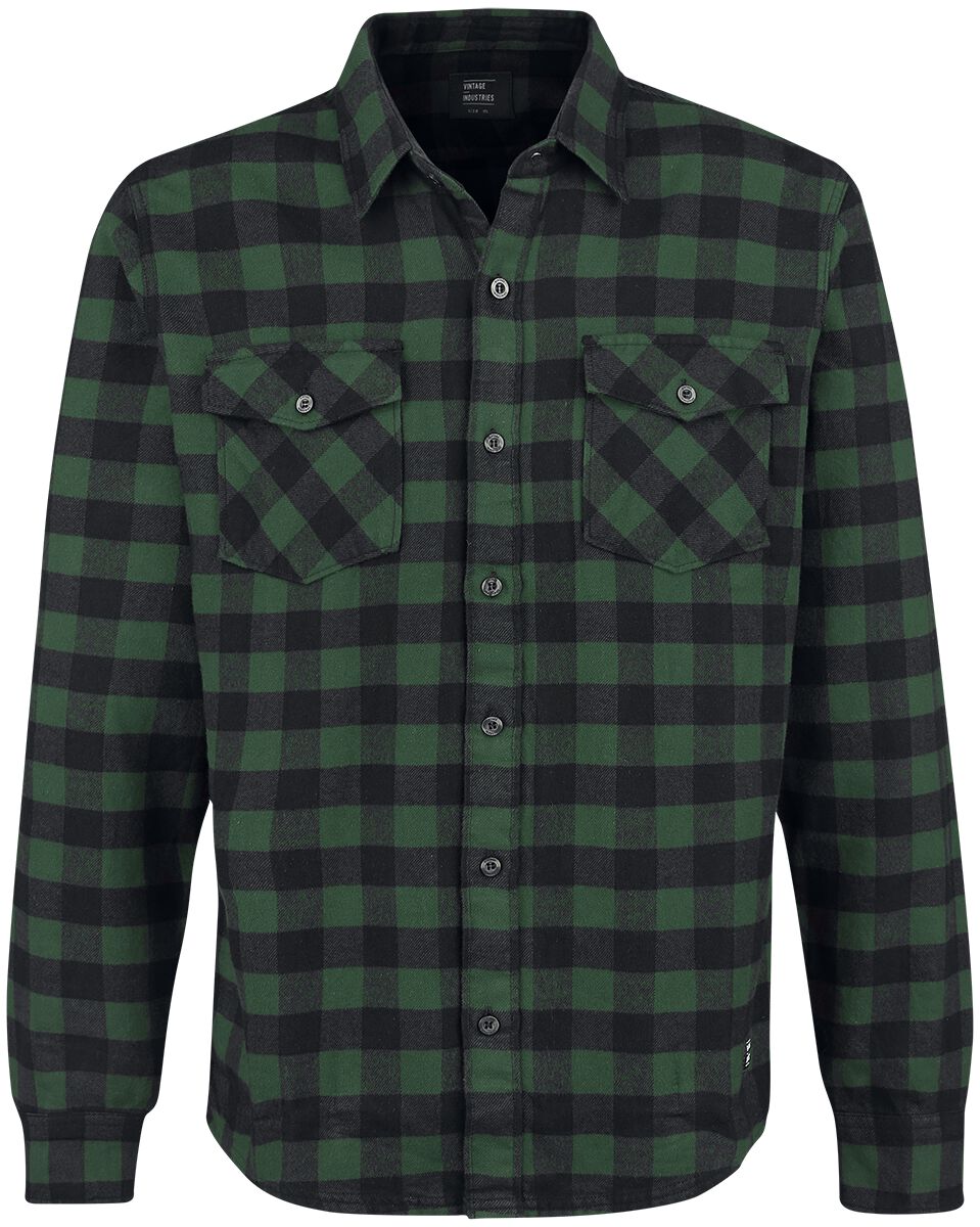Vintage Industries Harley Shirt Flanellhemd grün schwarz in L Vintage Industries Harley Shirt Flanellhemd grün schwarz in L von Vintage Industries