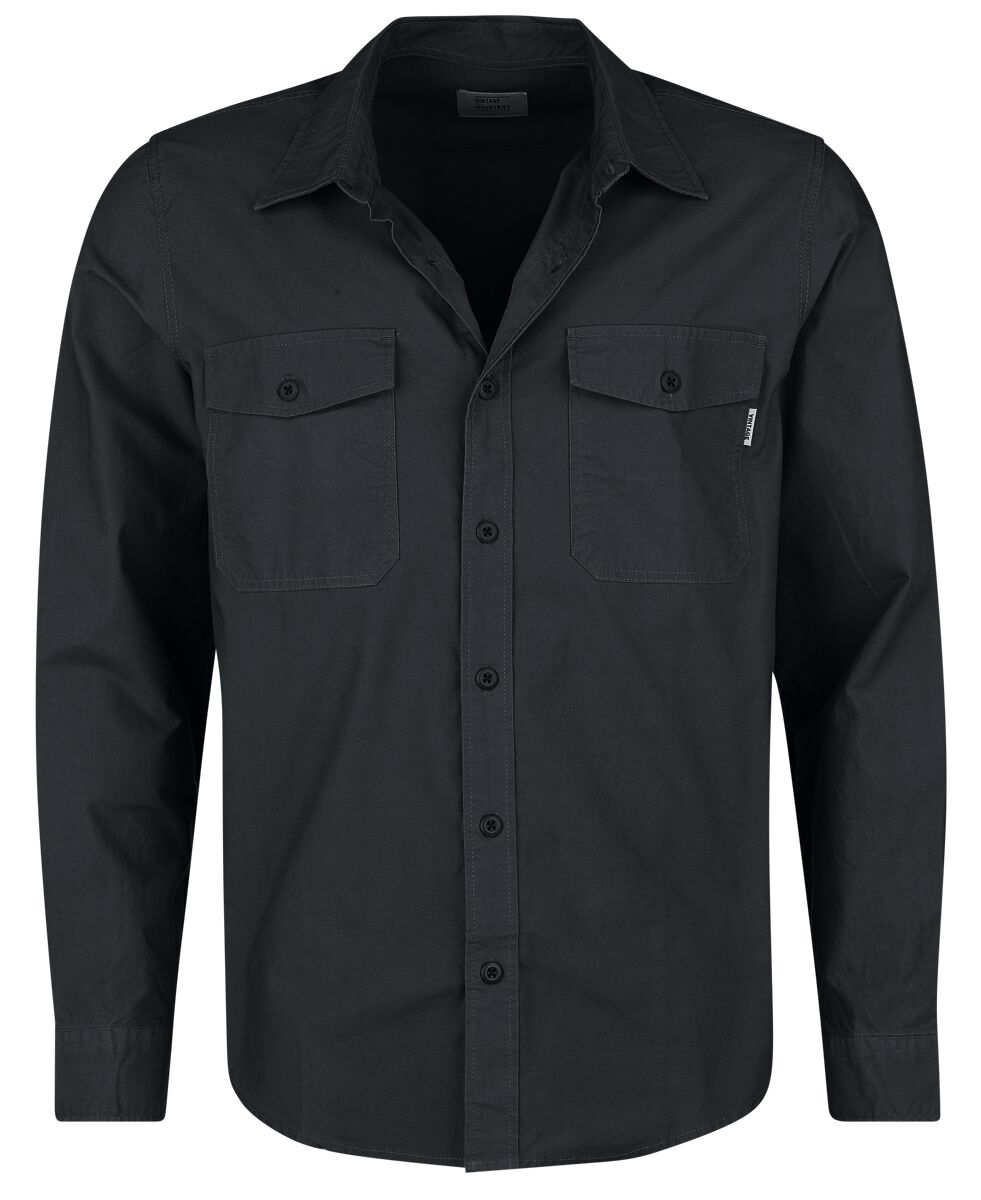 Vintage Industries Langarmhemd - Boston Shirt - S bis 3XL - für Männer - Größe XXL - schwarz von Vintage Industries