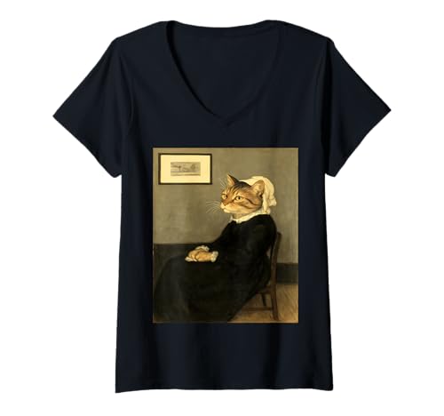 Damen Whiskers' Mother - Vintage Art Parodie Remix T-Shirt mit V-Ausschnitt Damen Whiskers' Mother - Vintage Art Parodie Remix T-Shirt mit V-Ausschnitt von Vintage Inspirations