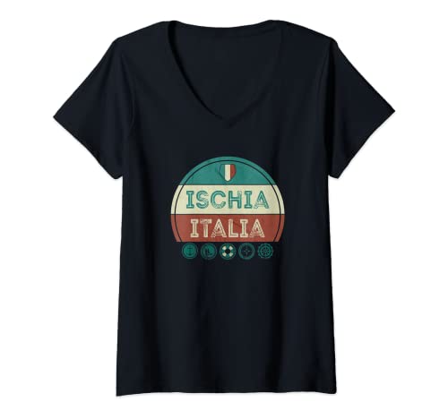 Damen Ischia Italien Urlaub Souvenir T-Shirt mit V-Ausschnitt von Vintage Italien Souvenir Ischia
