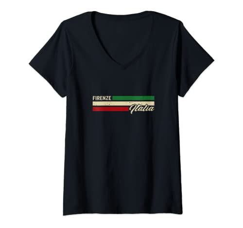 Damen Firenze Italien Urlaub Souvenir T-Shirt mit V-Ausschnitt von Vintage Italien Souvenir Sizilien Acireale