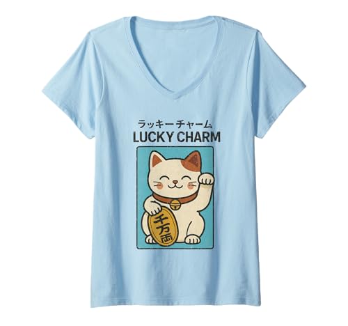 Damen Makineko Glücksbringer Kunst Tourismus Vintage Japanisches Poster T-Shirt mit V-Ausschnitt Damen Makineko Glücksbringer Kunst Tourismus Vintage Japanisches Poster T-Shirt mit V-Ausschnitt von Vintage Japanese Poster Art Japan Lovers DonaOnca