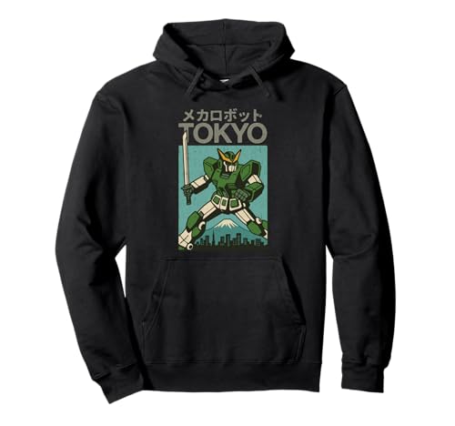 Mecha Robot Fghting Pose Boys Vintage Japanisches Poster Tokio Pullover Hoodie von Vintage Japanese Poster Art Japan Lovers DonaOnca