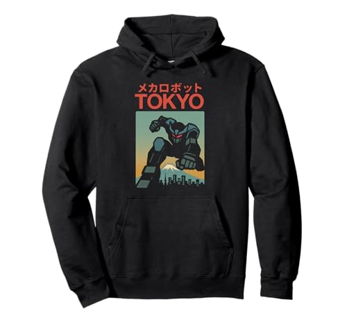 Mecha Robot Fighting Pose Boys Vintage Japanisches Poster Tokio Pullover Hoodie von Vintage Japanese Poster Art Japan Lovers DonaOnca