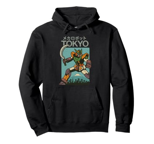 Mecha Robot Fighting Pose Boys Vintage Japanisches Poster Tokio Pullover Hoodie von Vintage Japanese Poster Art Japan Lovers DonaOnca