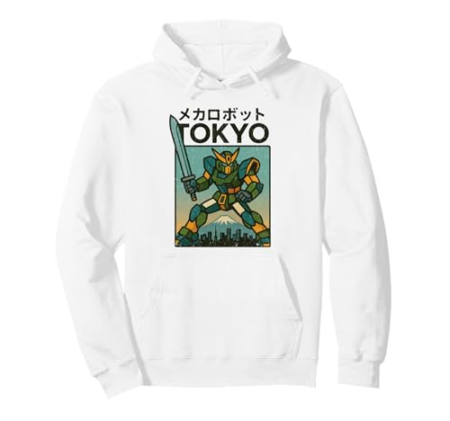 Mecha Robot Fighting Pose Boys Vintage Japanisches Poster Tokio Pullover Hoodie von Vintage Japanese Poster Art Japan Lovers DonaOnca