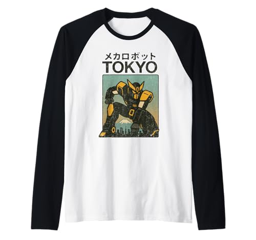 Mecha Robot Fighting Pose Boys Vintage Japanisches Poster Tokio Raglan von Vintage Japanese Poster Art Japan Lovers DonaOnca