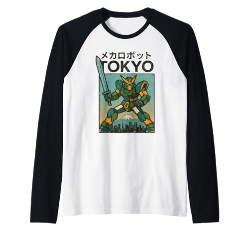 Mecha Robot Fighting Pose Boys Vintage Japanisches Poster Tokio Raglan von Vintage Japanese Poster Art Japan Lovers DonaOnca