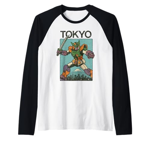 Mecha Robot Fighting Pose Boys Vintage Japanisches Poster Tokio Raglan von Vintage Japanese Poster Art Japan Lovers DonaOnca