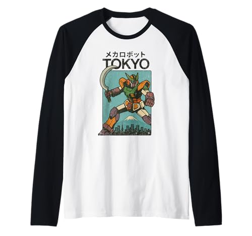 Mecha Robot Fighting Pose Boys Vintage Japanisches Poster Tokio Raglan von Vintage Japanese Poster Art Japan Lovers DonaOnca