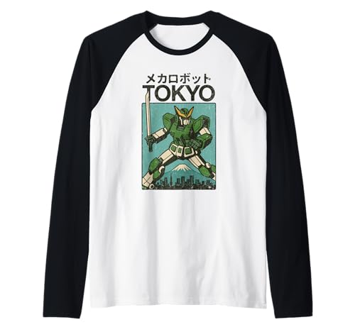 Mecha Robot Fighting Pose Boys Vintage Japanisches Poster Tokio Raglan von Vintage Japanese Poster Art Japan Lovers DonaOnca