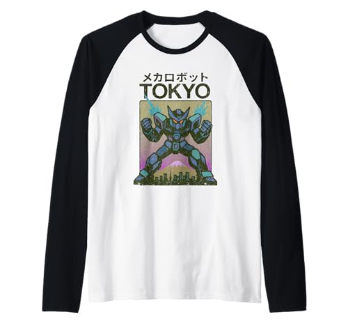 Mecha Robot Powering Up Boys Vintage Japanisches Poster Tokio Raglan von Vintage Japanese Poster Art Japan Lovers DonaOnca