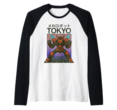 Mecha Robot Powering Up Boys Vintage Japanisches Poster Tokio Raglan von Vintage Japanese Poster Art Japan Lovers DonaOnca