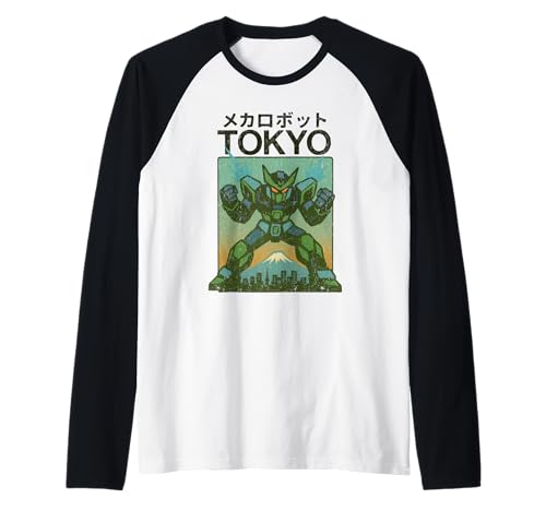 Mecha Robot Powering Up Boys Vintage Japanisches Poster Tokio Raglan von Vintage Japanese Poster Art Japan Lovers DonaOnca
