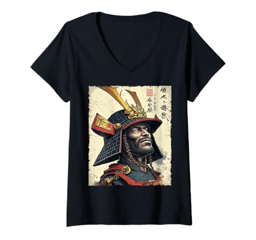 Damen Vintage Samurai Krieger in Kämpfer Rüstung Japanische Kunst T-Shirt mit V-Ausschnitt Damen Vintage Samurai Krieger in Kämpfer Rüstung Japanische Kunst T-Shirt mit V-Ausschnitt von Vintage Japanese Samurai Warrior