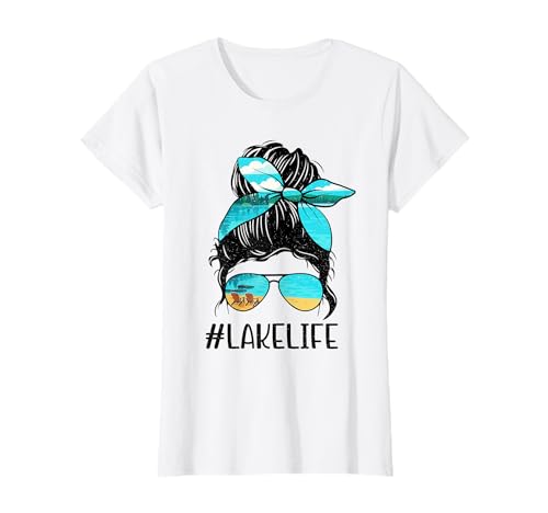 Retro Lake Life Unordentliches Duthaar im Sommerurlaub für Mädchen und Frauen T-Shirt von Vintage Lake Life Summer Vacation Tee