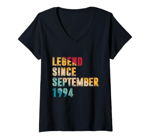 Damen 31 Jahre alte Geschenke Legende seit September 1994 31. Geburtstag T-Shirt mit V-Ausschnitt von Vintage Legend Since Birthday Gifts Store By Mj