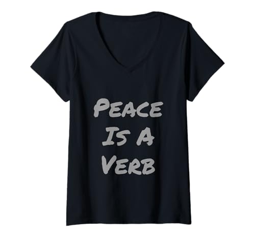 Damen Inspirierendes Zitat Retro Brief Wort Text Peace is A Verb T-Shirt mit V-Ausschnitt Damen Inspirierendes Zitat Retro Brief Wort Text Peace is A Verb T-Shirt mit V-Ausschnitt von Vintage Letter Word Text Peace Is A Verb Shirt