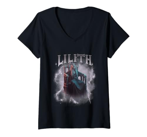 Damen Lilith Demon Gothic Mythology Satanic Dark Okkultes Bootleg T-Shirt mit V-Ausschnitt Damen Lilith Demon Gothic Mythology Satanic Dark Okkultes Bootleg T-Shirt mit V-Ausschnitt von Vintage Lilith Demon Design