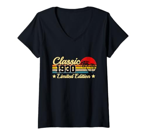 Damen Classic 1930, Limitierte Auflage, Vintage-Stil, 95. Geburtstag T-Shirt mit V-Ausschnitt von Vintage Limited Edition Birthday Gifts Store By Mj
