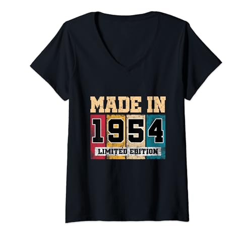 Damen Hergestellt 1954 – limitierte Geschenke zum 70. Geburtstag T-Shirt mit V-Ausschnitt von Vintage Limited Edition Birthday Gifts Store By Mj