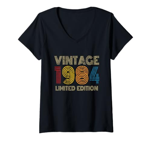 Damen Vintage1984 Limited Edition 40 Jahre alte Geschenke zum 40. Geburtstag T-Shirt mit V-Ausschnitt von Vintage Limited Edition Birthday Gifts Store By Mj