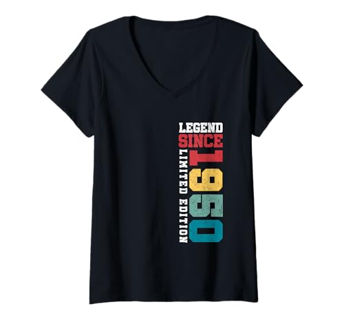 Damen Legend Since 1950, Limitierte Auflage, 75 Jahre, 75. Geburtstag T-Shirt mit V-Ausschnitt von Vintage Limited Edition Funny Birthday Gifts By Mj