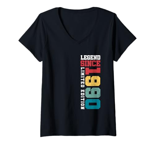 Damen Legend Since 1990, Limitierte Auflage, 35 Jahre, 35. Geburtstag T-Shirt mit V-Ausschnitt von Vintage Limited Edition Funny Birthday Gifts By Mj
