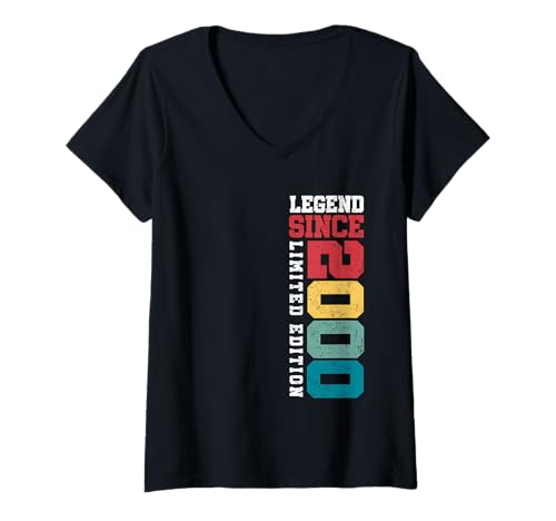 Damen Legend Since 2000, Limitierte Auflage, 25 Jahre alt, 25. Geburtstag T-Shirt mit V-Ausschnitt von Vintage Limited Edition Funny Birthday Gifts By Mj