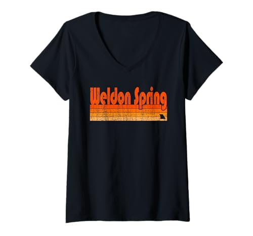 Damen Weldon Spring Missouri Retro 80er Jahre Stil T-Shirt mit V-Ausschnitt von Vintage Look Weldon Spring, Missouri Souvenirs